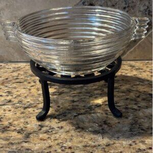 Anchor Hocking Manhattan Large Handled Bowl 9 inch Depression Glass